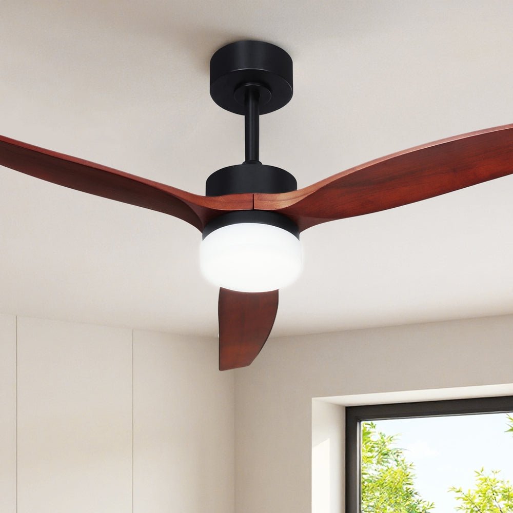 Devanti 52'' Ceiling Fan DC Motor 3 Blades w/Light - Dark Wood | Appliances > Fans