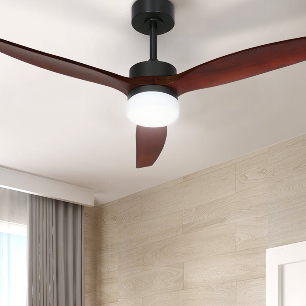 Devanti 52'' Ceiling Fan DC Motor 3 Blades w/Light - Dark Wood | Appliances > Fans