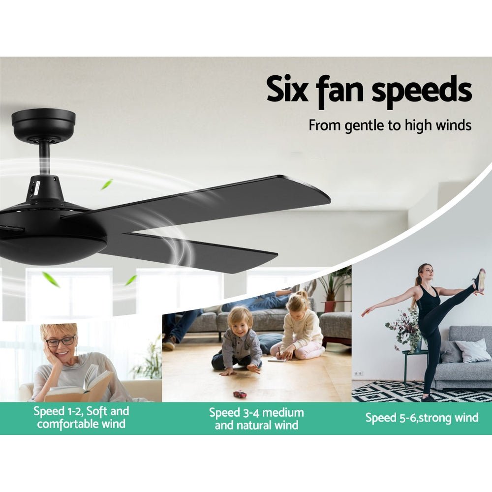 Devanti 52'' Ceiling Fan DC Motor 4 Blades w/Remote - Black | Appliances > Fans