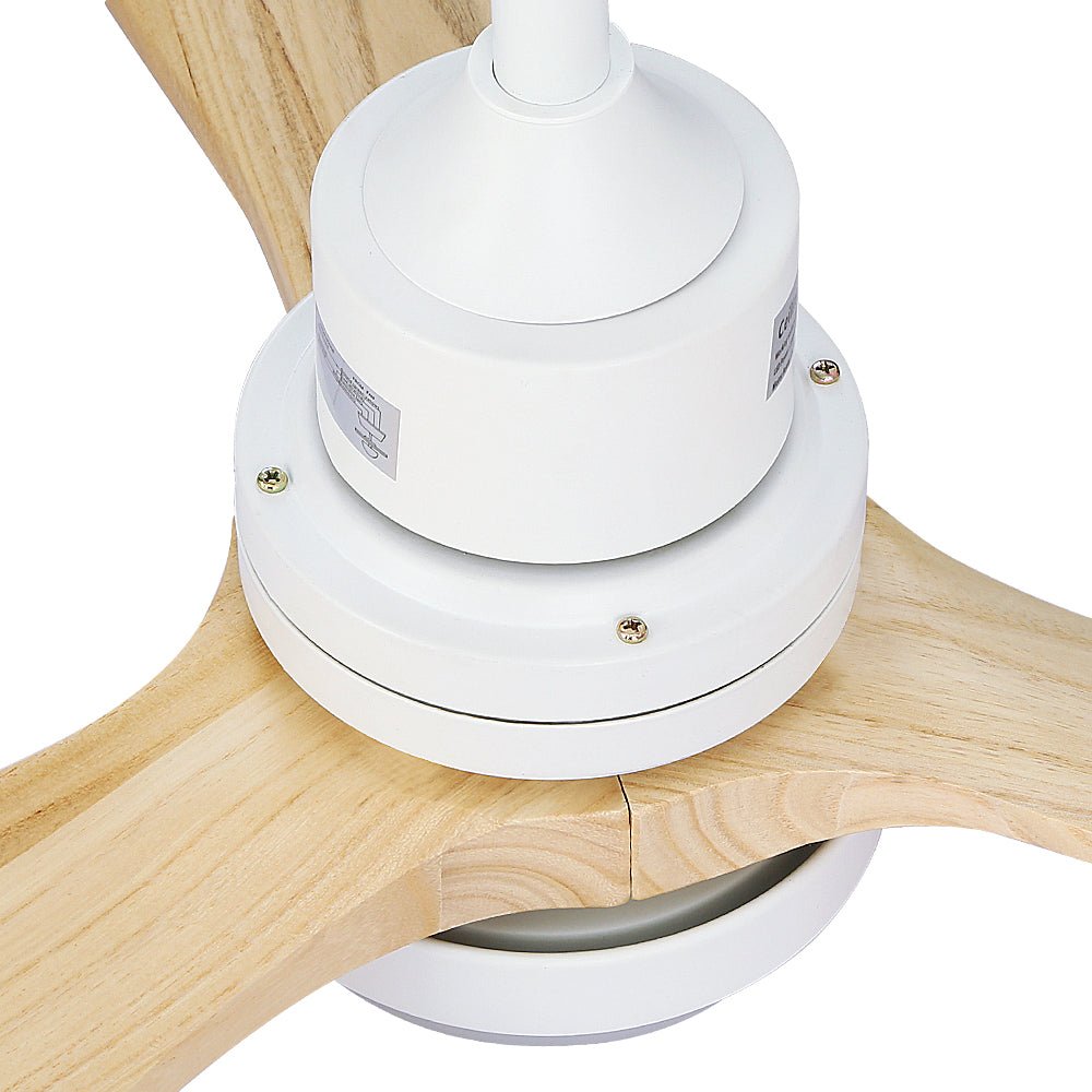 Devanti 52'' Ceiling Fan DC Motor LED Light Remote - Light Wood | Appliances > Fans