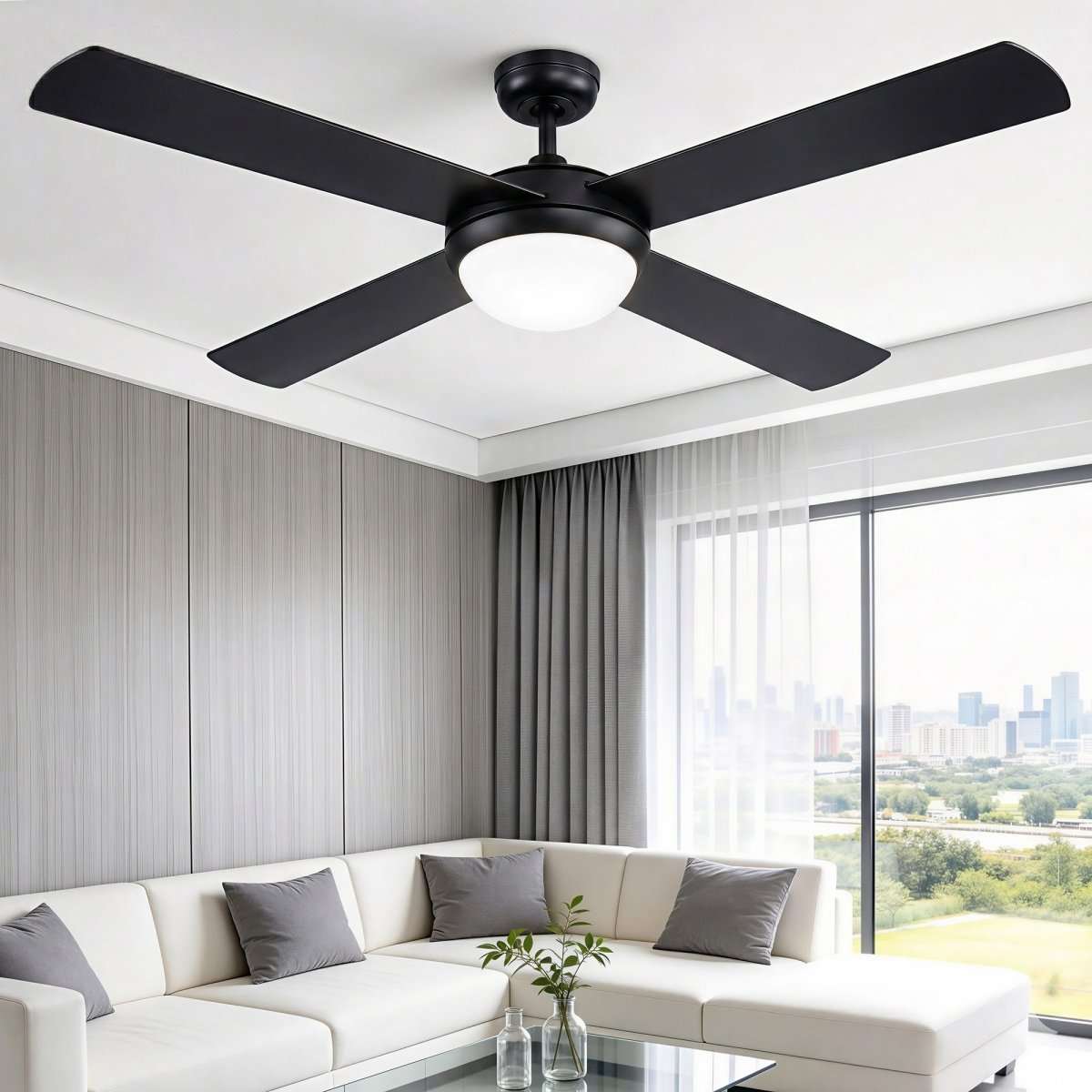Devanti 52'' Ceiling Fan DC Motor w/Light w/Remote - Black | Appliances > Fans