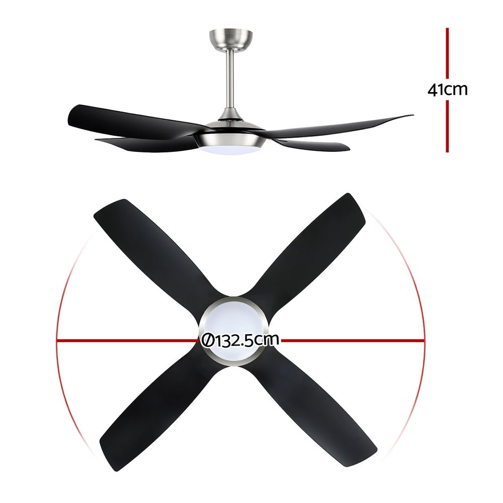 Devanti 52'' Ceiling Fan DC Motor w/Light w/Remote Black | Outdoorium