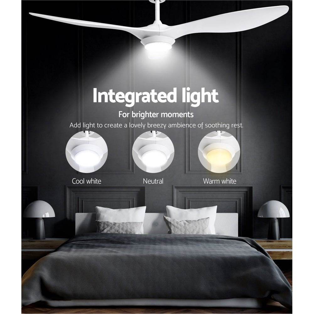 Devanti 52'' Ceiling Fan DC Motor w/Light w/Remote - White - Outdoorium
