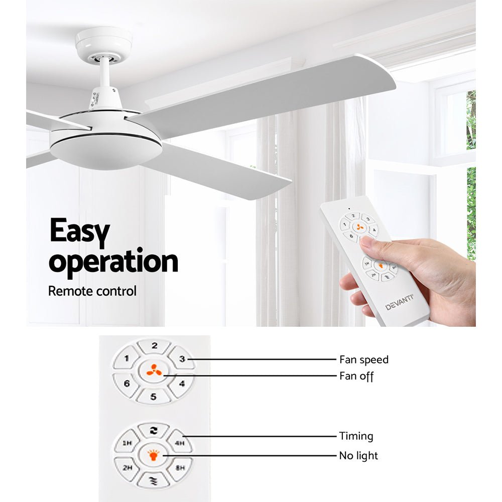 Devanti 52'' Ceiling Fan w/Remote - White | Outdoorium