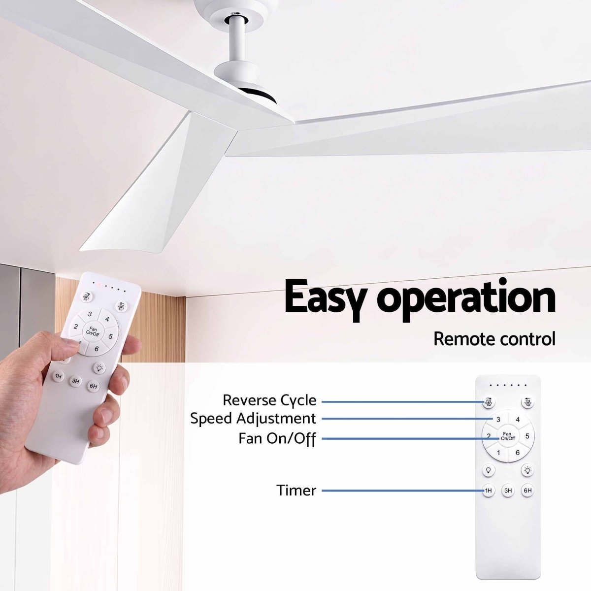 Devanti 52-Inch 3-Blade DC Ceiling Fan with Remote - White
