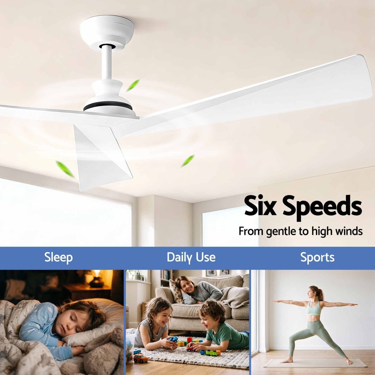 Devanti 52-Inch 3-Blade DC Ceiling Fan with Remote - White