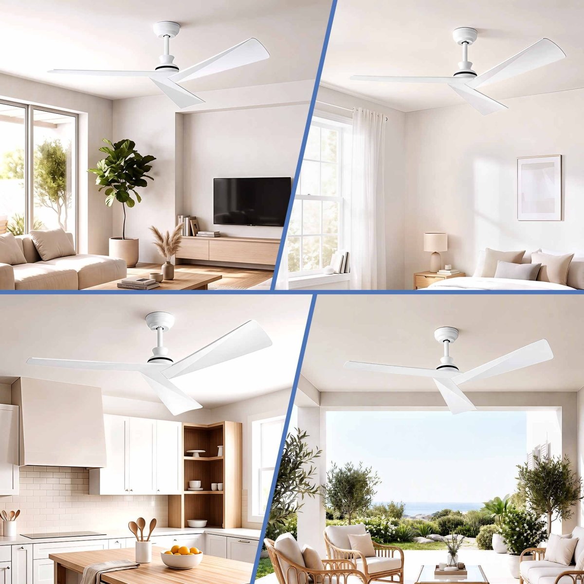 Devanti 52-Inch 3-Blade DC Ceiling Fan with Remote - White