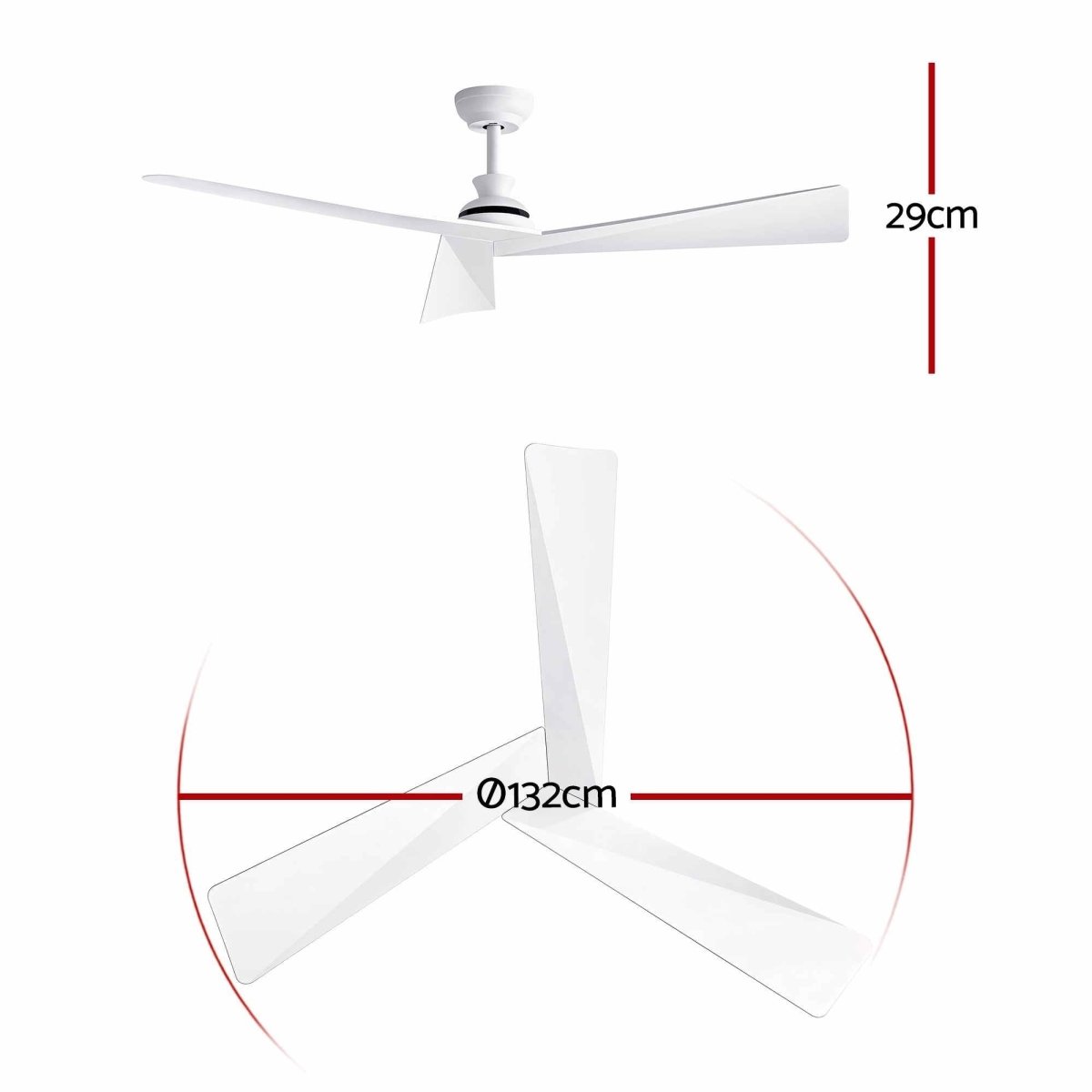 Devanti 52-Inch 3-Blade DC Ceiling Fan with Remote - White