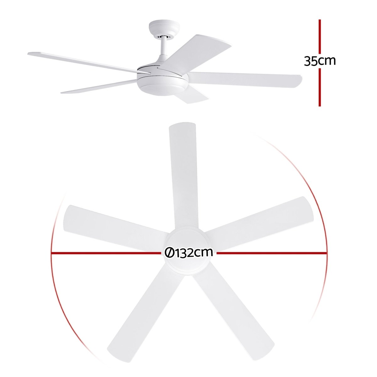 Devanti 52-Inch 5-Blade DC Ceiling Fan with Light & Remote - White