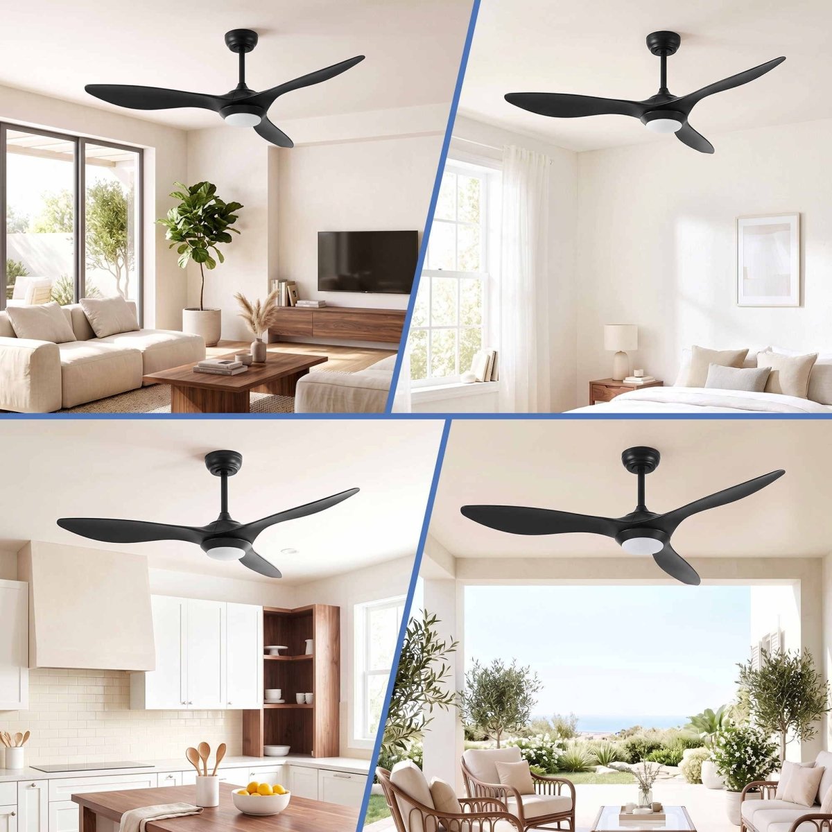 Devanti 52-Inch DC Ceiling Fan with Light & Remote - Black