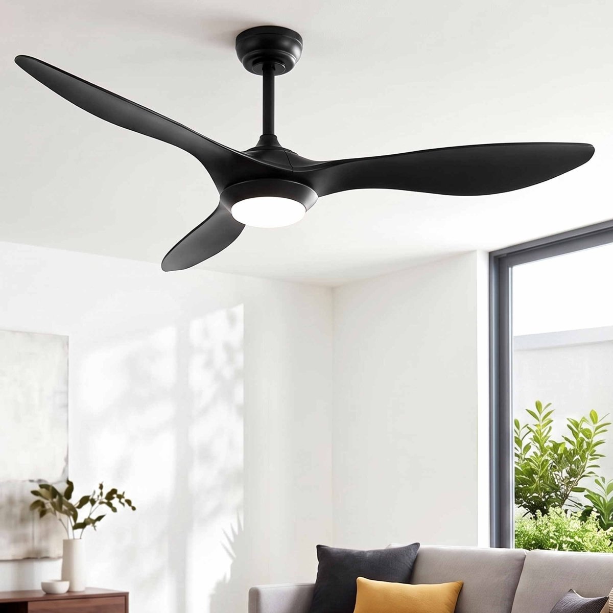 Devanti 52-Inch DC Ceiling Fan with Light & Remote - Black