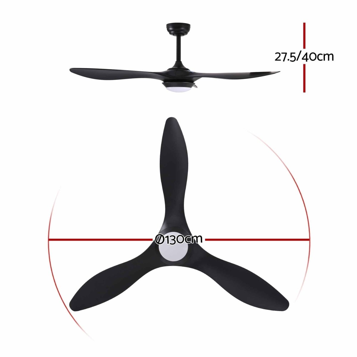 Devanti 52-Inch DC Ceiling Fan with Light & Remote - Black
