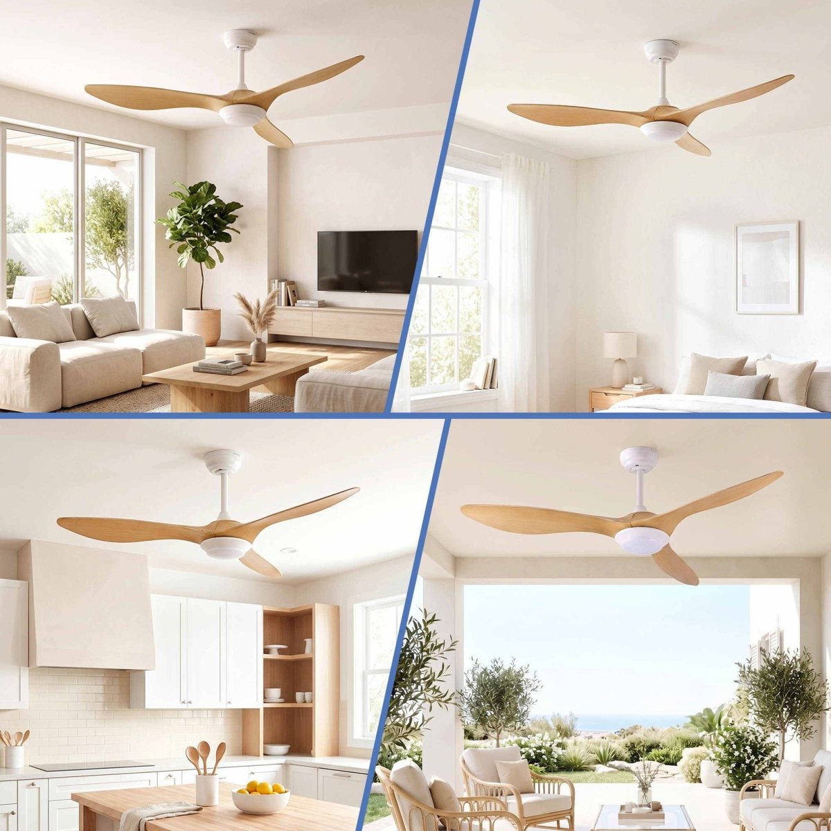 Devanti 52-Inch DC Ceiling Fan with Light & Remote - Wood