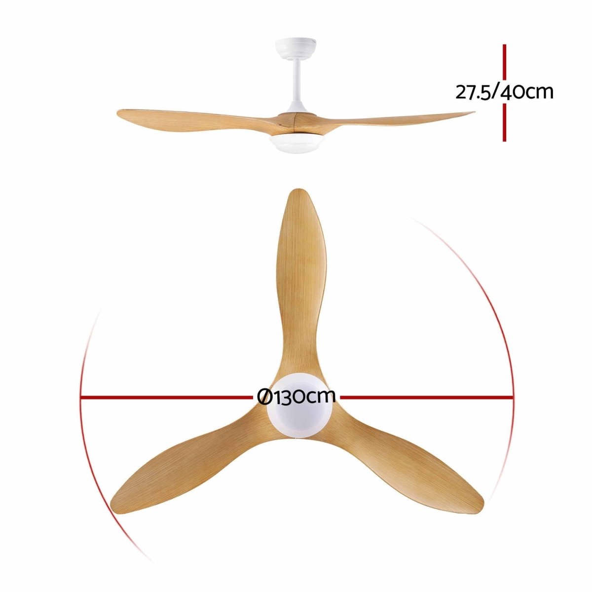 Devanti 52-Inch DC Ceiling Fan with Light & Remote - Wood