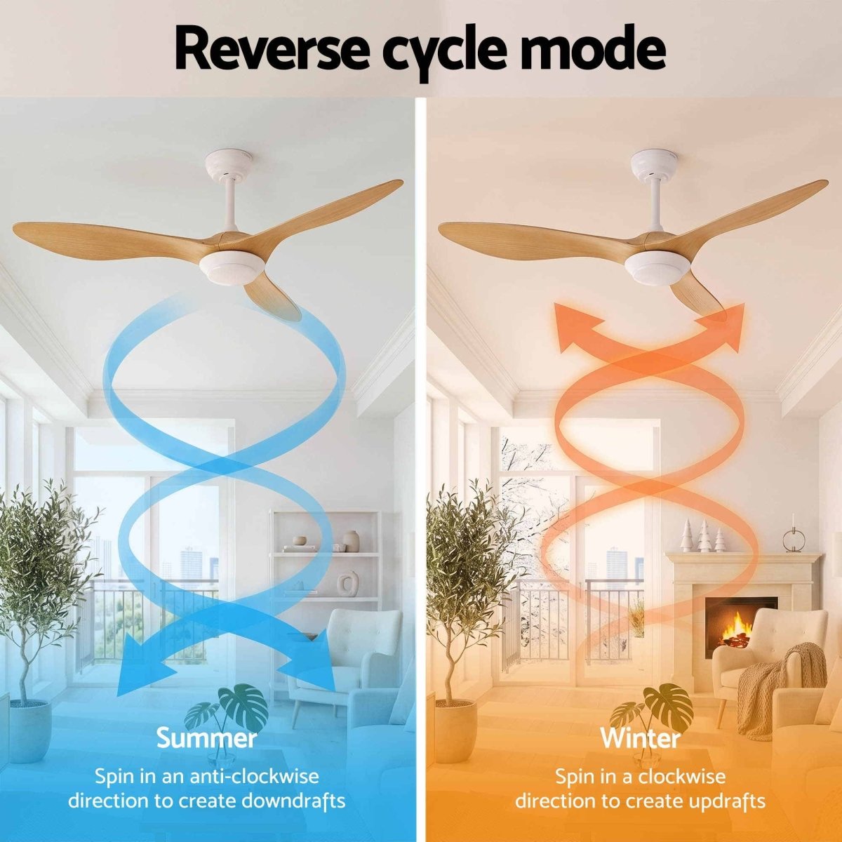 Devanti 52-Inch DC Ceiling Fan with Light & Remote - Wood