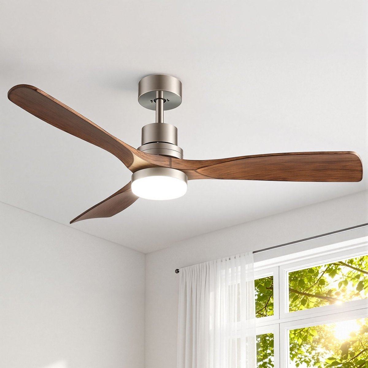 Devanti 52-Inch Smart DC Ceiling Fan with Light - Timber/Brown