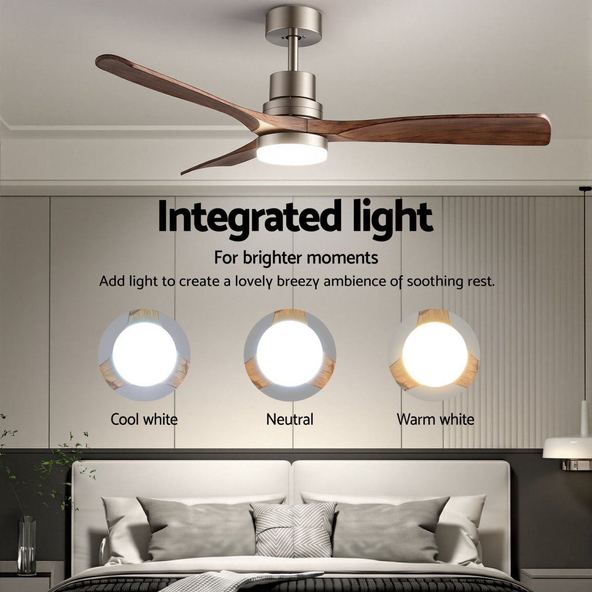 Devanti 52-Inch Smart DC Ceiling Fan with Light - Timber/Brown