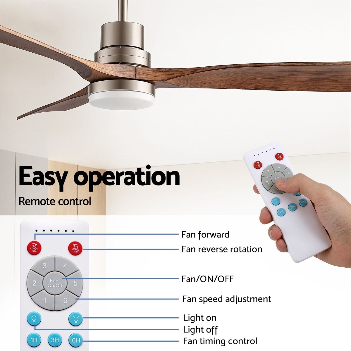 Devanti 52-Inch Smart DC Ceiling Fan with Light - Timber/Brown
