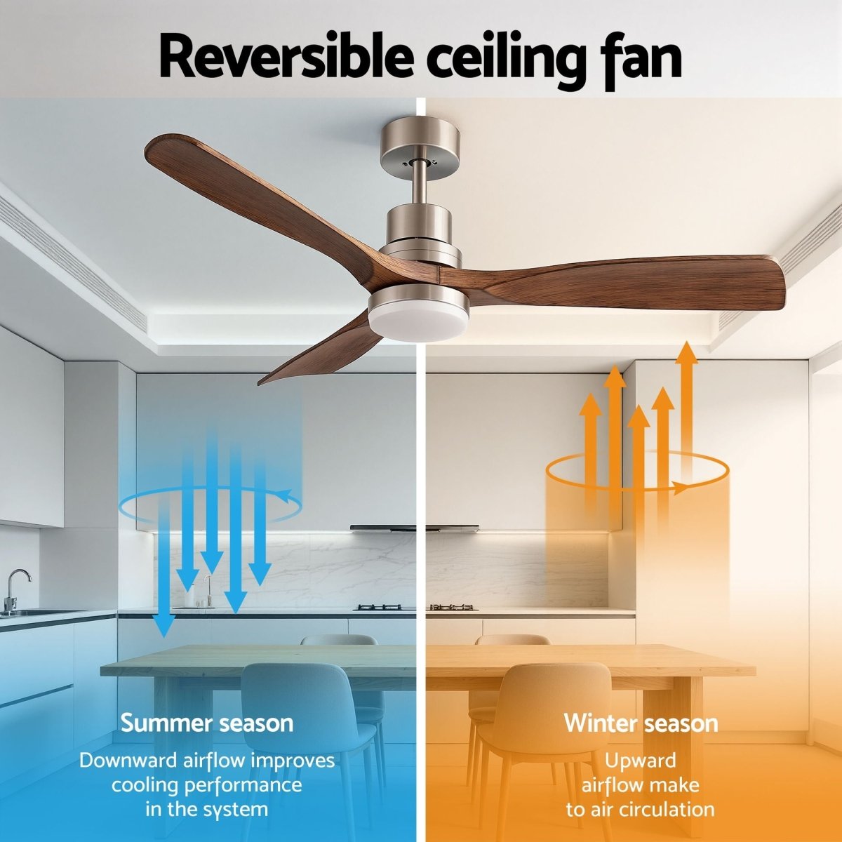 Devanti 52-Inch Smart DC Ceiling Fan with Light - Timber/Brown
