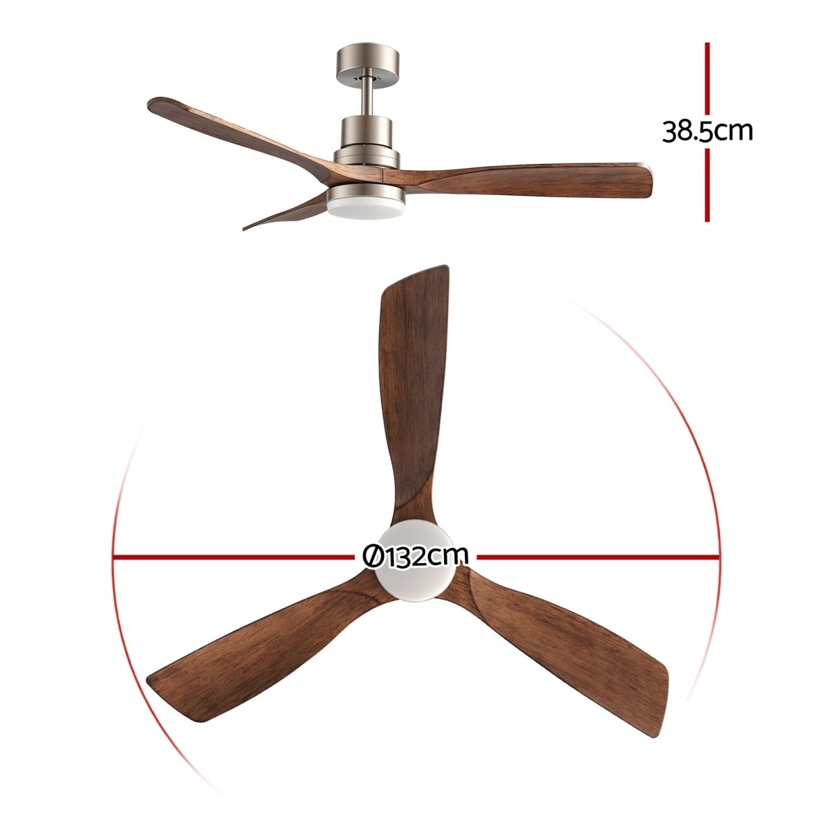Devanti 52-Inch Smart DC Ceiling Fan with Light - Timber/Brown