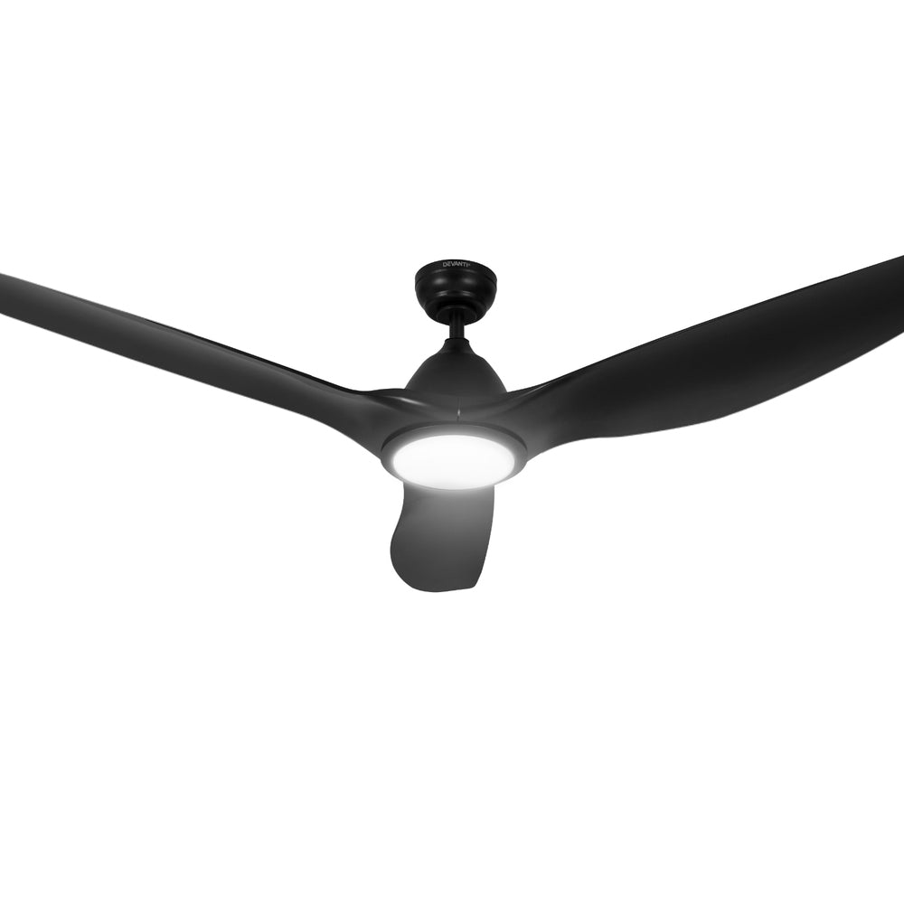 Devanti 64 Inch Ceiling Fan DC Motor w/Light w/Remote - Black - Outdoorium