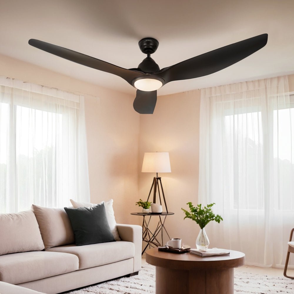 Devanti 64 Inch Ceiling Fan DC Motor w/Light w/Remote - Black - Outdoorium