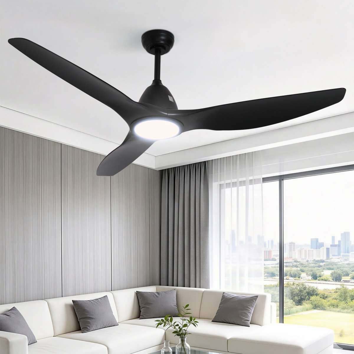 Devanti 64 Inch Ceiling Fan DC Motor w/Light w/Remote - Black | Appliances > Fans > Ceiling Fans