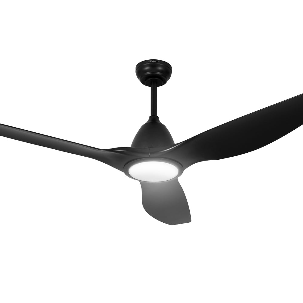 Devanti 64 Inch Ceiling Fan DC Motor w/Light w/Remote - Black - Outdoorium