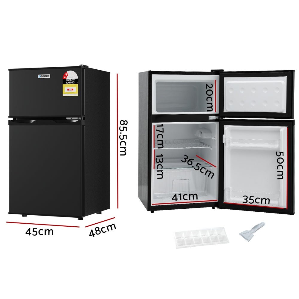 Devanti 80L Bar Fridge Mini Freezer Refrigerator Black - Outdoorium