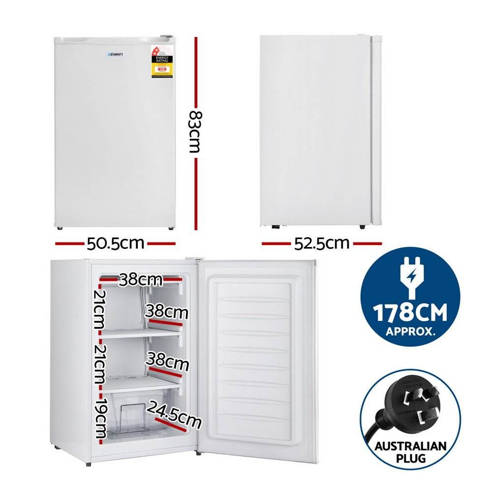 Devanti 81L Upright Freezer Fridge White - Outdoorium