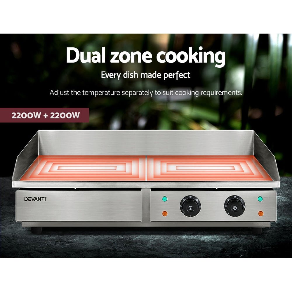 Devanti Commercial Electric Griddle 73cm BBQ Grill Plate 4400W - Outdoorium