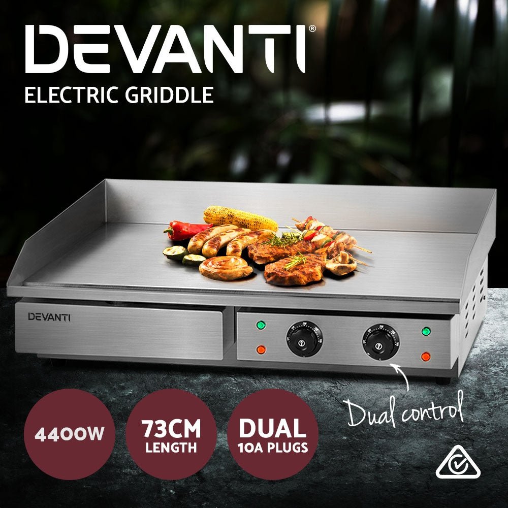 Devanti Commercial Electric Griddle 73cm BBQ Grill Plate 4400W - Outdoorium