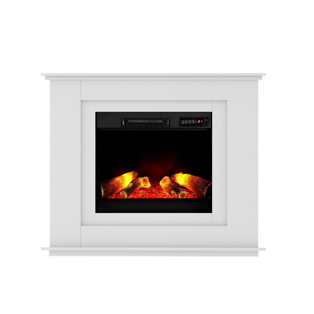 Devanti Electric Fireplace Fire Heater 2000W White - Outdoorium