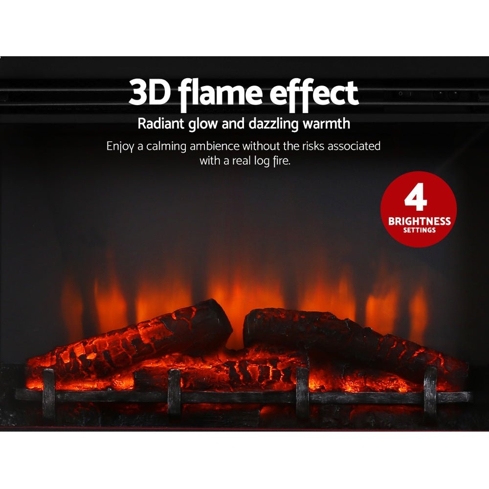 Devanti Electric Fireplace Fire Heater 2000W White - Outdoorium