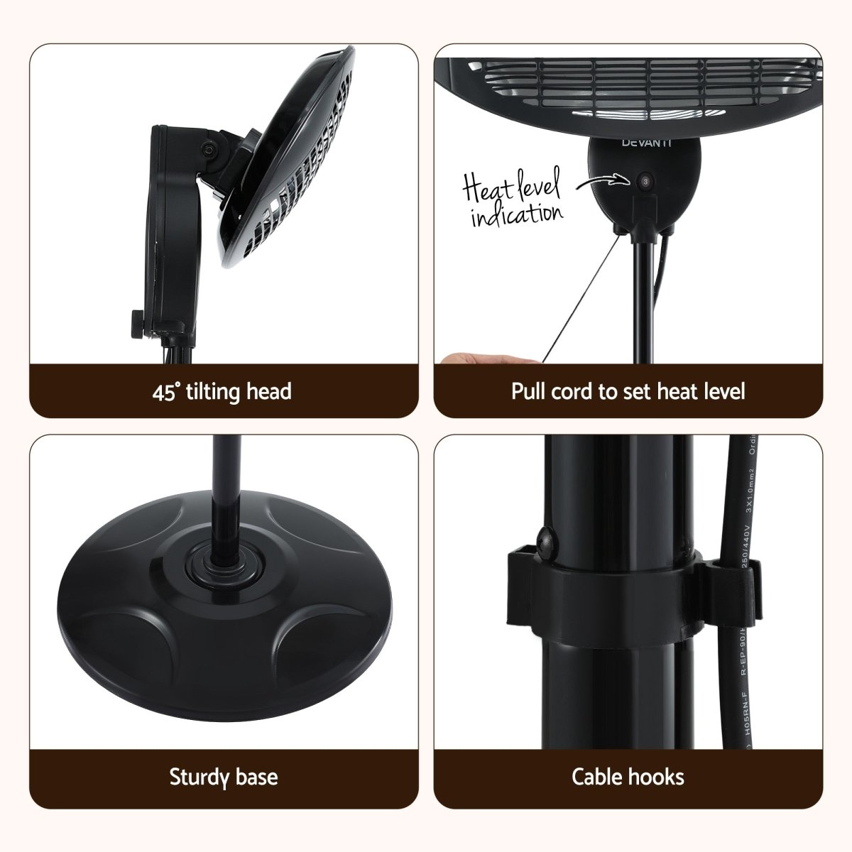 Devanti Electric Patio Heater 2000W | Appliances > Heaters