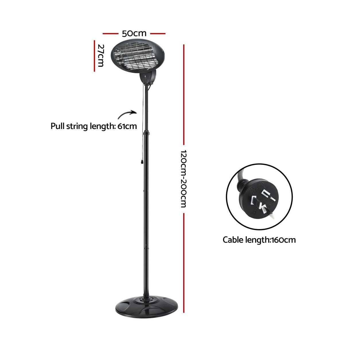 Devanti Electric Patio Heater 2000W | Appliances > Heaters