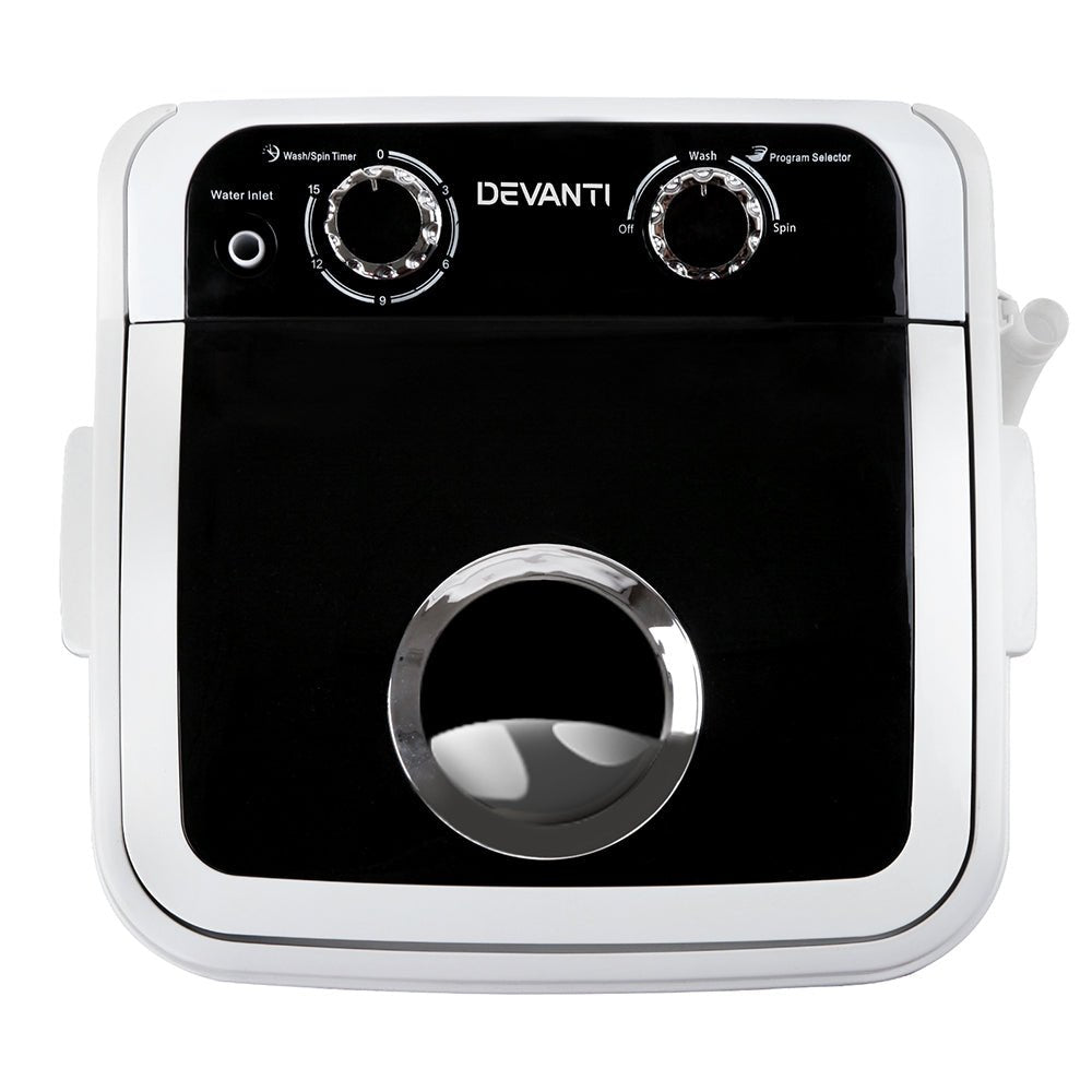 Devanti Portable Washing Machine 4.6KG Black - Outdoorium