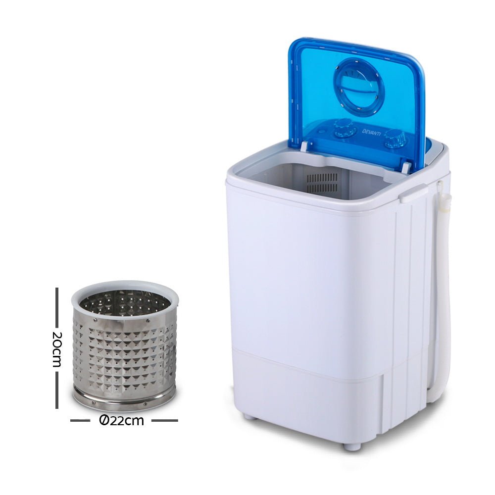 Devanti Portable Washing Machine 4.6KG Blue - Outdoorium