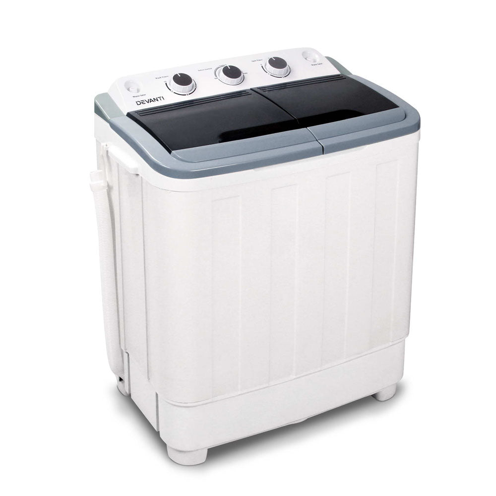 Devanti Portable Washing Machine Twin Tub 5KG White - Outdoorium