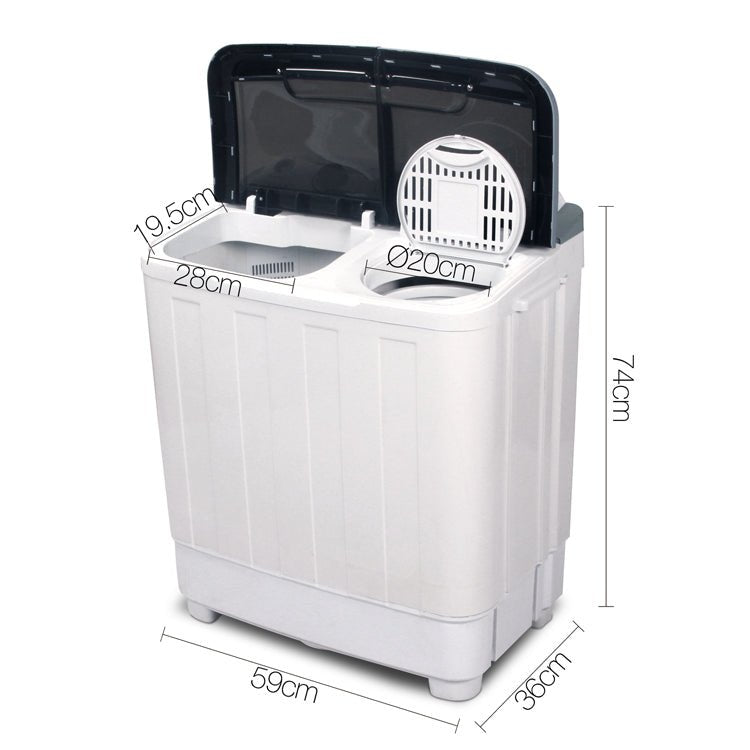 Devanti Portable Washing Machine Twin Tub 5KG White - Outdoorium