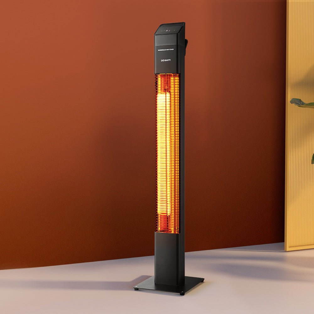 Devanti Radiant Tower Heater Electric Portable Remote Control 2000W Heating - Outdoorium