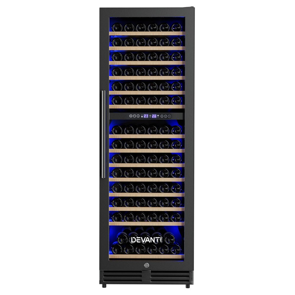Devanti Wine Fridge Cooler Dual Zone 154 Bottles - Outdoorium