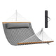 Double Quilted Fabric Hammock 12 FT Double Hammock with Hardwood Spreader Bars 2 Person Quilted Hammock with Detachable Pillow and Chains for Camping Outdoor Patio Yard Beach 480 lbs Capacity | Outdoorium