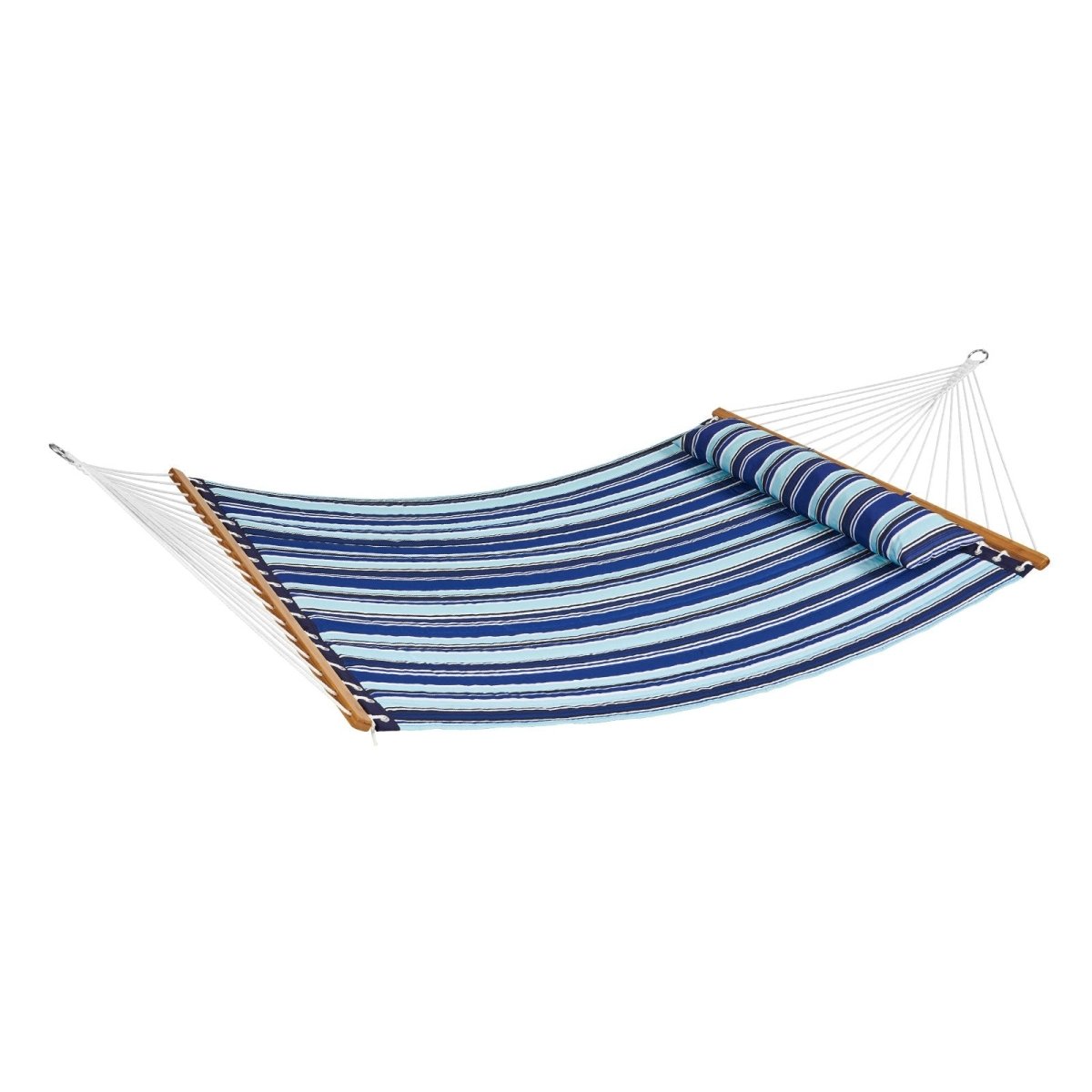 Double Quilted Fabric Hammock, 12 FT Double Hammock with Hardwood Spreader Bars, 2 Person Quilted Hammock with Detachable Pillow and Chains for Camping Outdoor Patio Yard Beach, 480 lbs Capacity | Outdoorium