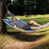 Double Quilted Fabric Hammock, 12 FT Double Hammock with Hardwood Spreader Bars, 2 Person Quilted Hammock with Detachable Pillow and Chains for Camping Outdoor Patio Yard Beach, 480 lbs Capacity | Outdoorium