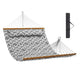 Double Quilted Fabric Hammock, 12 FT Double Hammock with Hardwood Spreader Bars, 2 Person Quilted Hammock with Detachable Pillow and Chains for Camping Outdoor Patio Yard Beach, 480 lbs Capacity | Outdoor Recreation > Camping > Tents