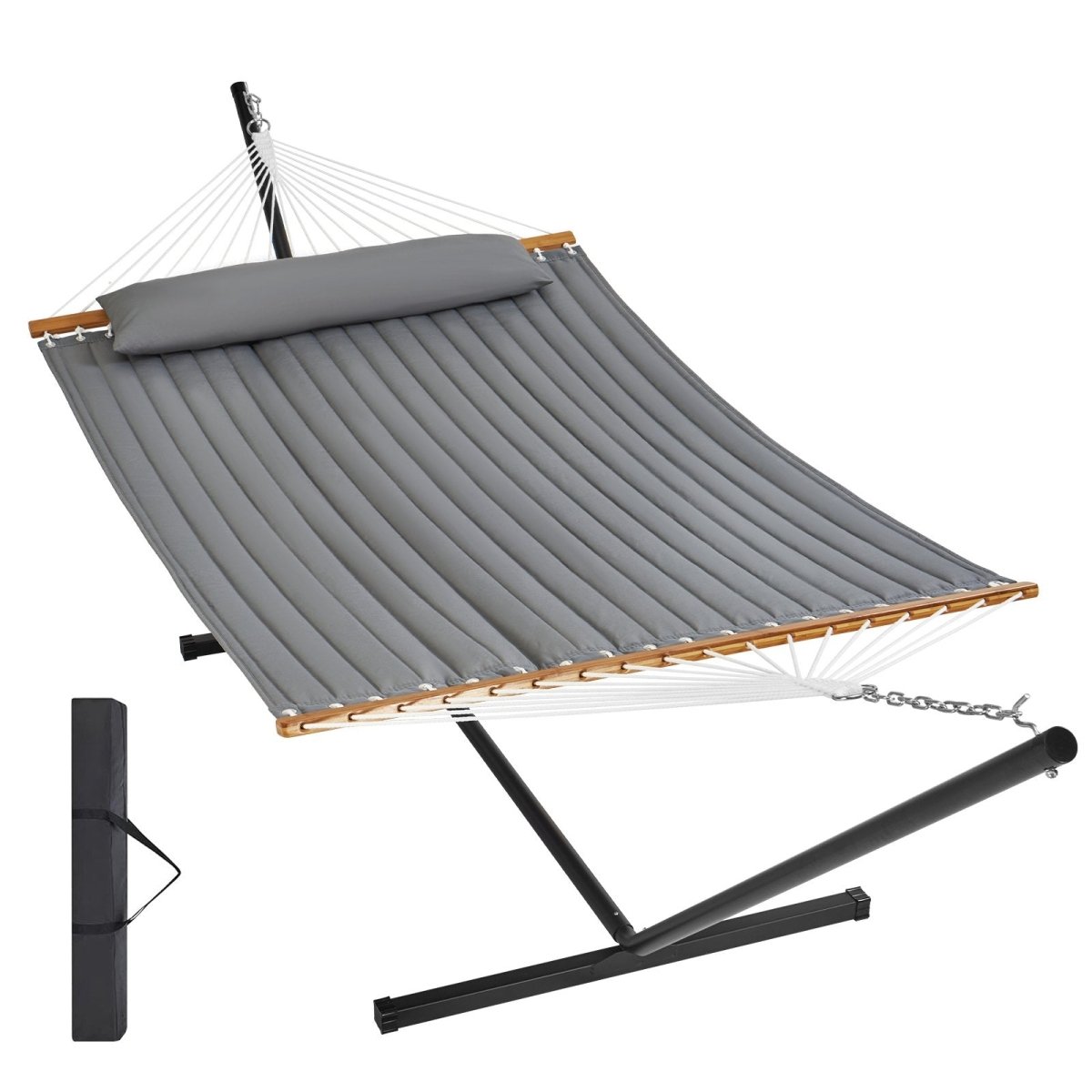 Double Quilted Fabric Hammock Two Person Hammock with Stand 480lb Capacity | Outdoorium