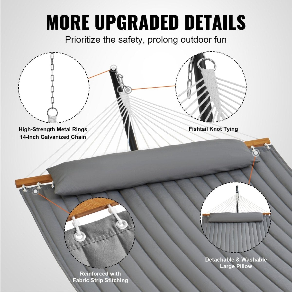 Double Quilted Fabric Hammock Two Person Hammock with Stand 480lb Capacity | Outdoorium