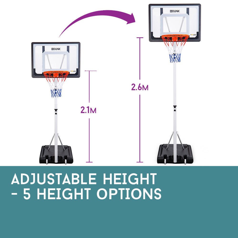 Dr.Dunk Portable Basketball Hoop Stand System Height Adjustable Net Ring Kids - Outdoorium