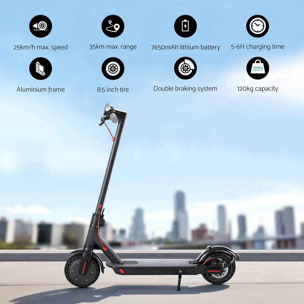 Electric Scooter 500W 25KM/H Folding Portable Riding For Adults Commuter Black - Outdoorium